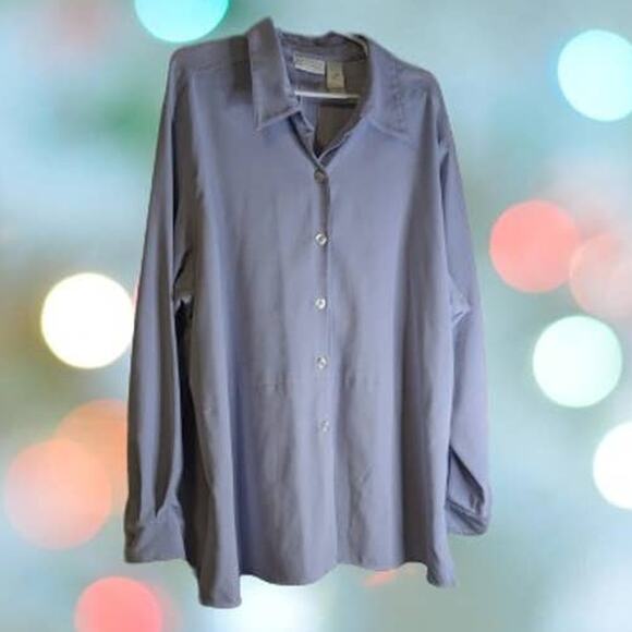 Elizabeth by Liz Claiborne 20 long sleeve button down blue top. Fall, Office - Picture 1 of 1